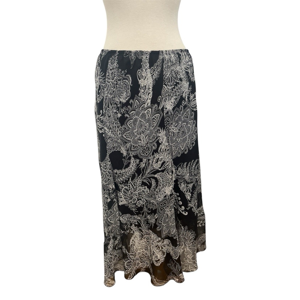JKLA‎ California Skirt Women's Size M Black White Lined Flowy BoHo.